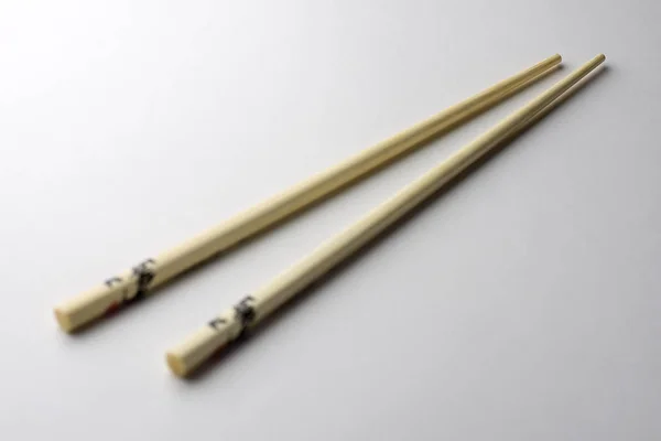 Bamboo Chopsticks Decorated White Background — Stock Photo, Image