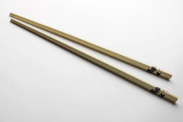 Bamboo Chopsticks Decorated White Background — Stock Photo, Image