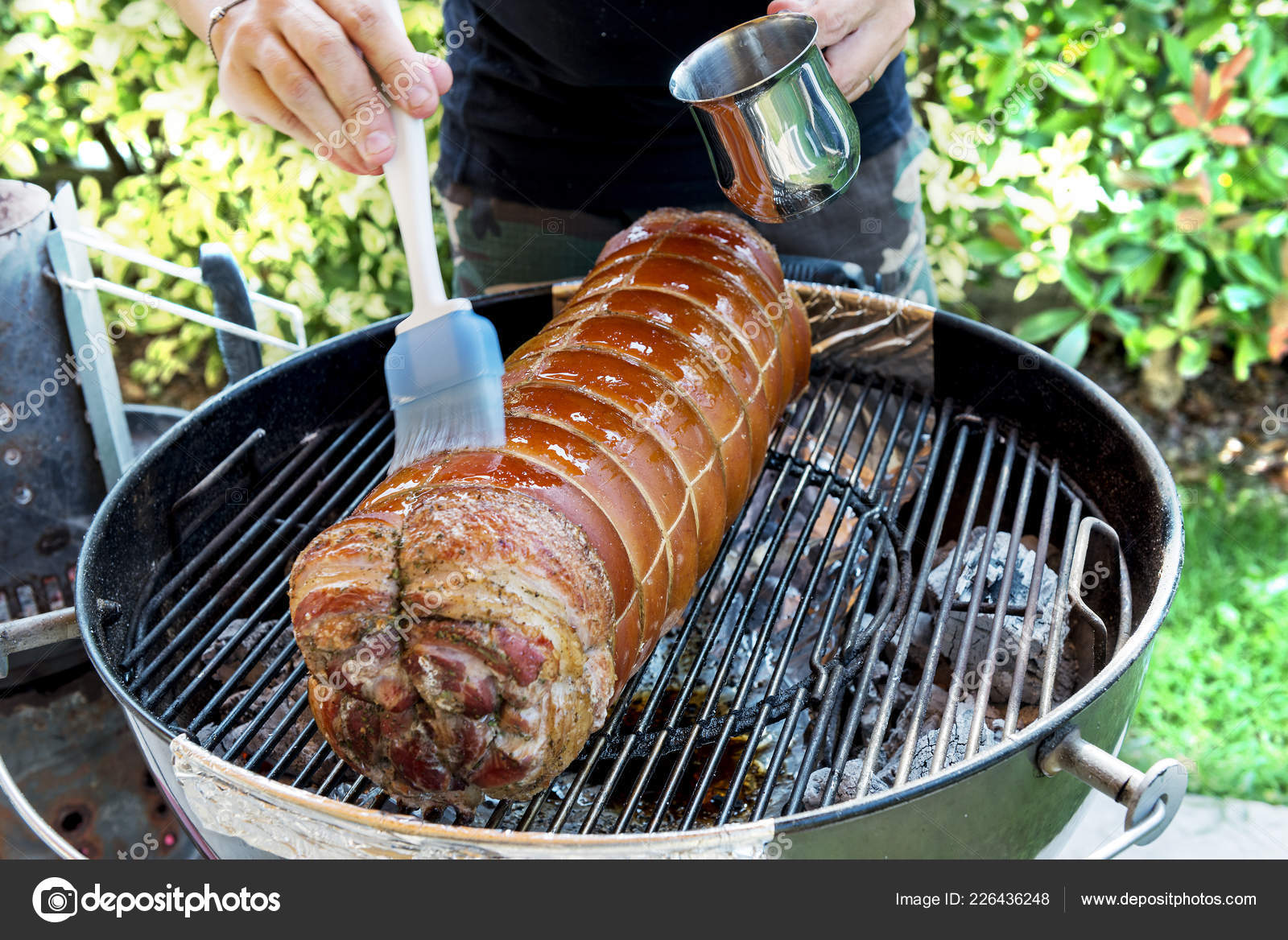 Porchetta Rolled Pork Cooking Barbecue Grill Stock Photo by ©antoniotruzzi 226436248