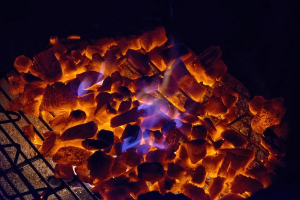 Detalhe Das Brasas Brilhantes Churrasco — Fotografia de Stock