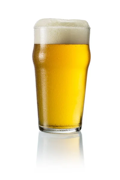 Glas blond öl med skum — Stockfoto