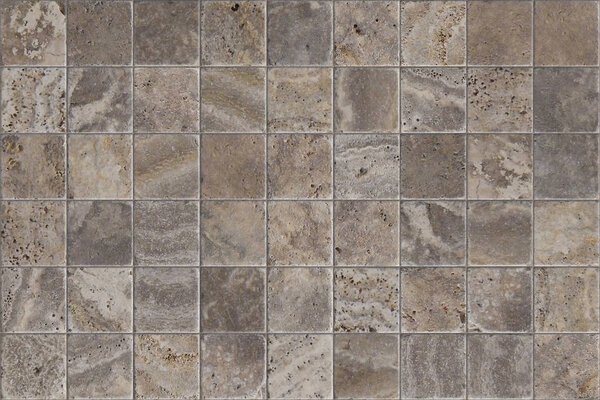 Travertine tile ceramic, mosaic square design seamless texture, mapping for 3d graphics