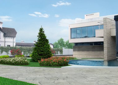 Lüks mahalle mimari tasarım fikirleri, 3d render