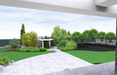 Değişen dokular ile bitkiler ile yeşillik dikim.