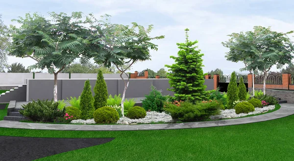 Estate landscape design, 3d illustration — Stock Photo, Image