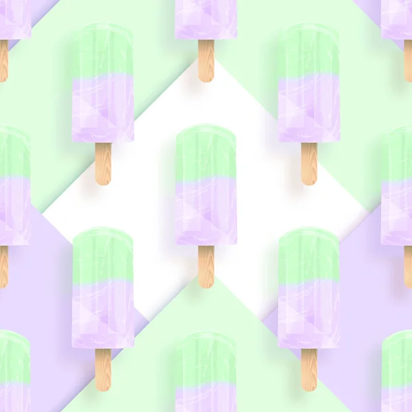 Ice cream popsicles pastel colors seamless pattern. Vector stock illustration