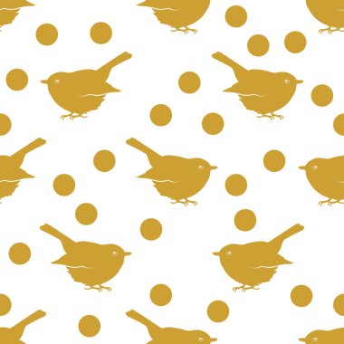 Yaban eriği ve kuşlar, üç altın Dikişsiz desen ve kenarlık kümesi. Hisse senedi vektör çizim.