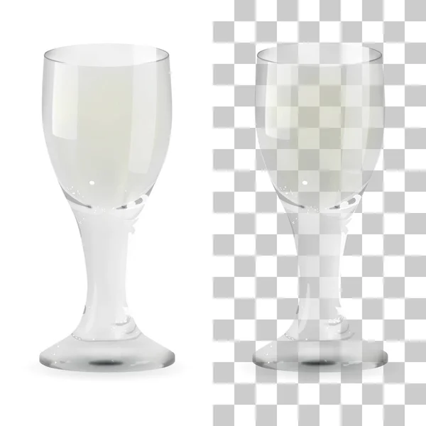 Vector realistische transparant en geïsoleerde whiskey shot glas. Alcohol drinken glazen pictogram illustratie — Stockvector