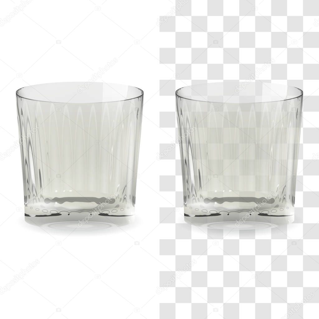 Vector realistic transparent and isolated whiskey snifter glass. Alcohol drink glass icon illustration