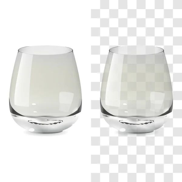 Vector realista transparente y aislado vaso vaso de whisky. Ilustración del icono de copa de alcohol — Vector de stock