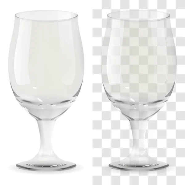 Vector realistische transparante bierglas. Alcohol drinken glazen pictogram illustratie — Stockvector