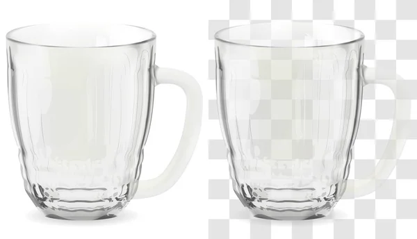 Vector realistische transparante bierglas. Alcohol drinken glazen pictogram illustratie — Stockvector