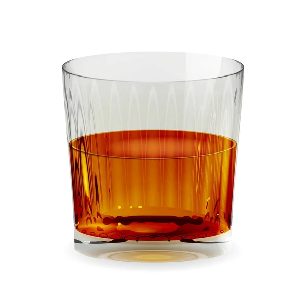 Vector realista aislado vidrio de francotirador transparente con whisky. Ilustración del icono de copa de alcohol — Archivo Imágenes Vectoriales