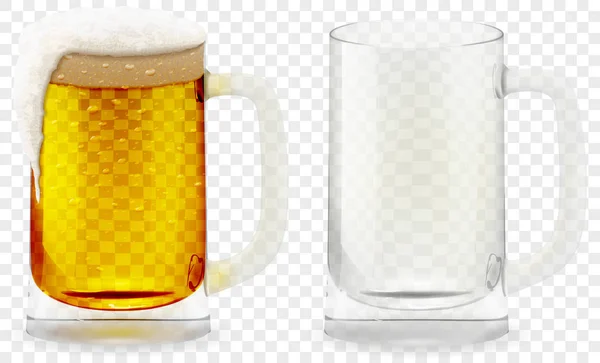 Foamy Beer Glass realistic vector 3D illustration. — Stock Vector