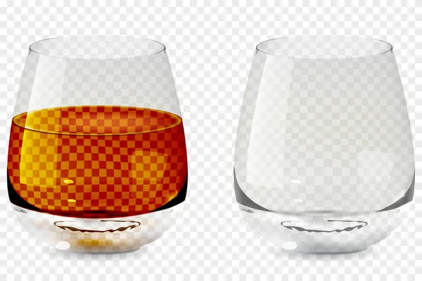 ウイスキータンブラーガラス透明アイコンベクトルイラスト — ストックベクタ
