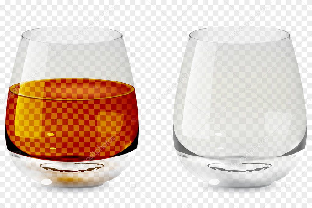 Whiskey tumbler glass transparent icon vector illustration