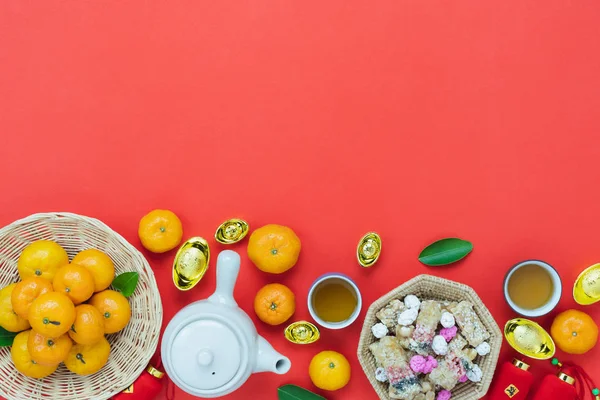 Top View Aerial Image Shot Arrangement Decoration Chinese New Year — Stock Photo, Image