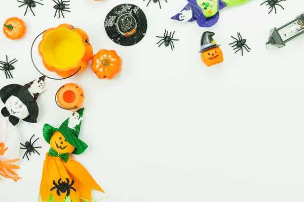 Happy Halloween Day Background Concept Flat Lay Accessories Essential Object — стоковое фото