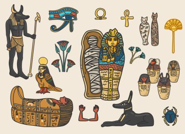 Set of ancient Egyptian elements.  clipart