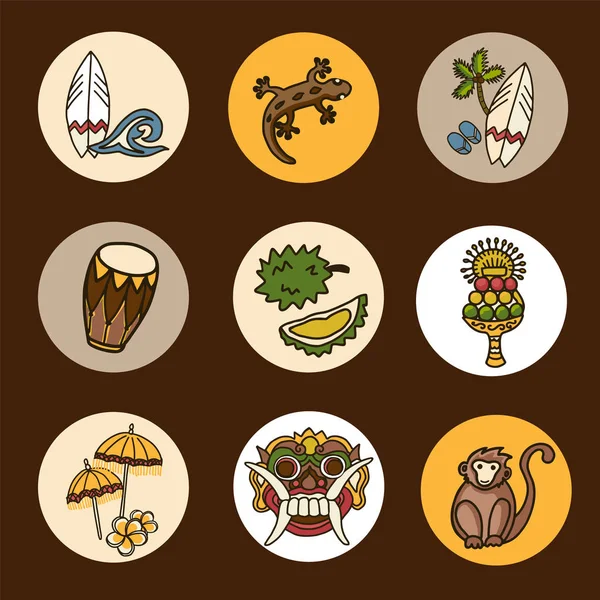 Bali vector iconos conjunto . — Archivo Imágenes Vectoriales