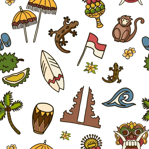 Bali iconos vector patrón sin costura . — Archivo Imágenes Vectoriales