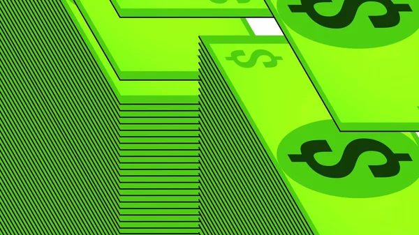 dollars fall in a pile on a white background, isometric, isolate