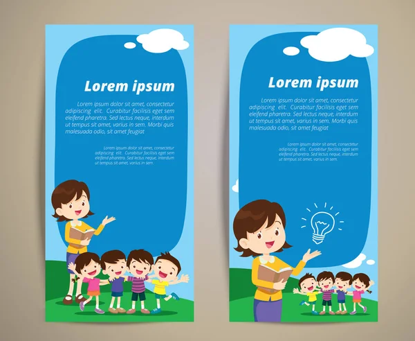 Educação Roll Banner Stand Template Aprendizagem Professores Alunos Atividades Escolares —  Vetores de Stock