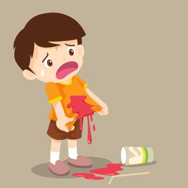 Küçük çocuklar genelde shirt.accident içecek damla, lekeli.