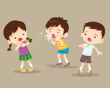 Çocuk burun darbe. Sevimli çocuk arkadaş için onun nose.coughing çocuktan sümüğünü kendin sil için doku kullanma