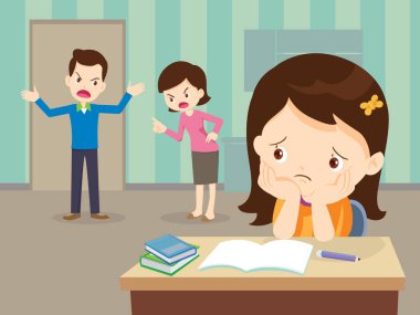 karı koca kavga. Anne kavga ve çocuk dinle. Aile çatışma. 