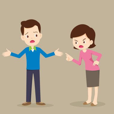 Öfkeli kadın erkek characters.husband ve kavga karısı kızıyor. Ebeveynler kavga 