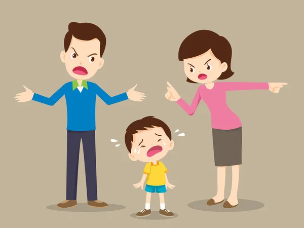 丈夫和妻子吵架 父母吵架 孩子听 家庭冲突 — 图库矢量图片