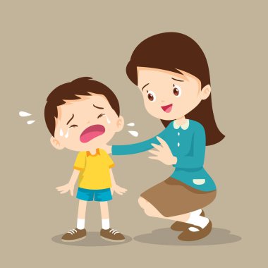 Öğretmen rahatlatıcı üzgün İlköğretim Okulu Pupil.teacher okul öncesi boy.sad çocuk ağlıyor rahatlatıcı kucaklamak istiyor