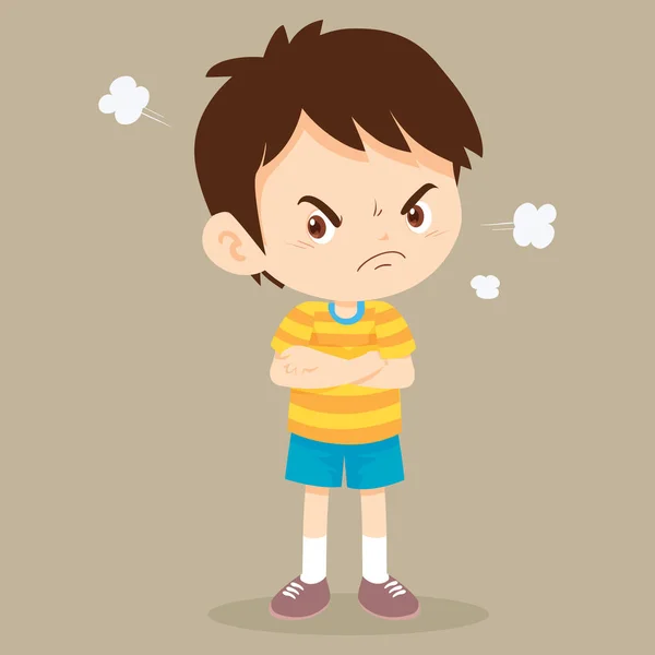 Enfants en colère garçons bras croisés — Image vectorielle