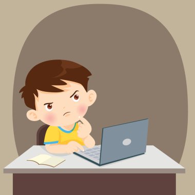 laptop ile düşünme düşünme çocuk öğrenciler çocuk