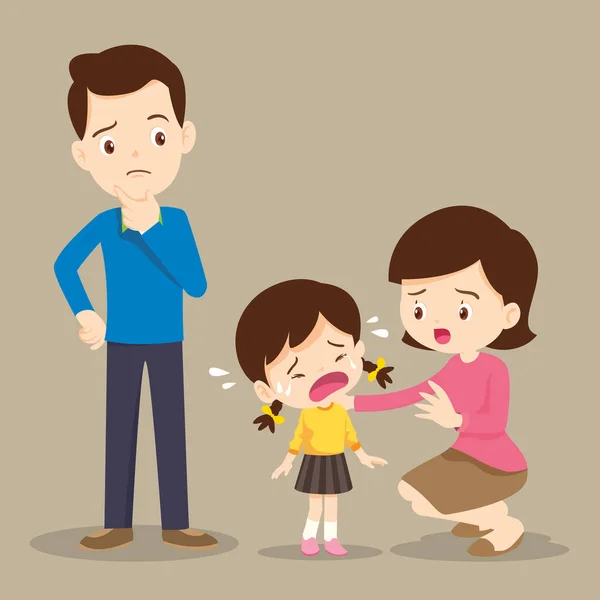 Aile Comforting ağlayan çocuk — Stok Vektör