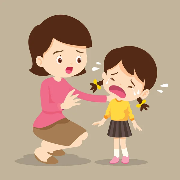 Madre confortante piangendo ragazza — Vettoriale Stock