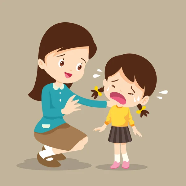 Öğretmen Comforting ağlayan çocuk — Stok Vektör