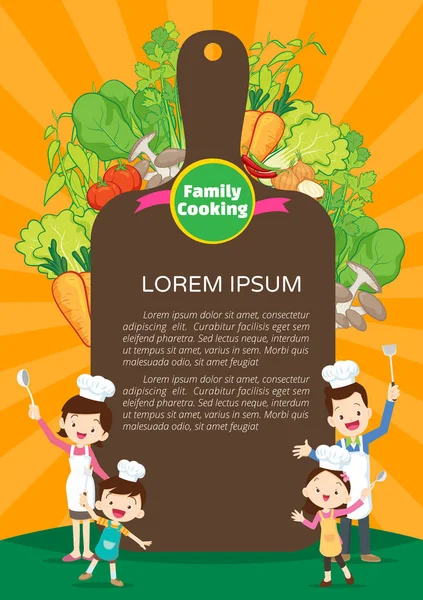 Cuisine familiale heureuse avec bannière templaet 3 — Image vectorielle