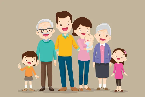 Juego de familia grande feliz — Vector de stock