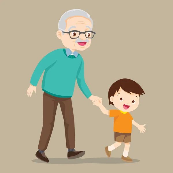 Enkel geht mit Großvater spazieren — Stockvektor