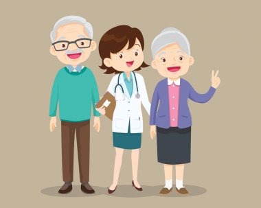 kadın doktor ve yaşlı hasta mutlu