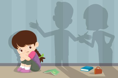 üzgün çocuk ile öfkeli aile kavgası