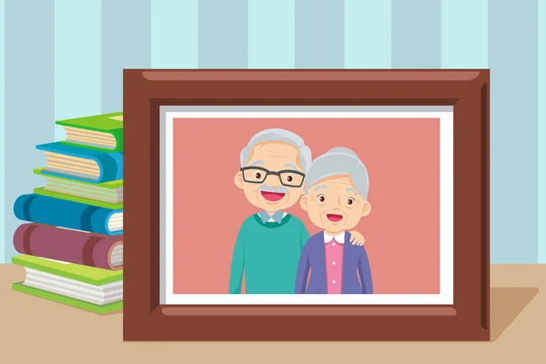 Abuela y abuelo juntos en marco ppgoto — Archivo Imágenes Vectoriales