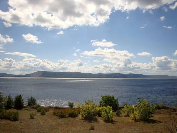 Luz Del Sol Sobre Volga Las Montañas Zhiguli Orilla Del —  Fotos de Stock