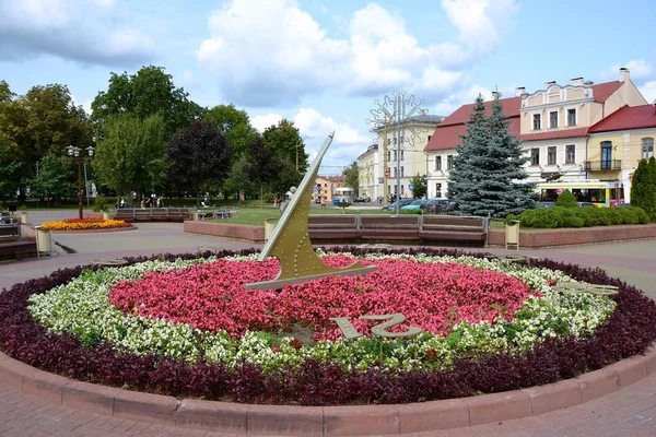 Solar Watch Dial Made Flower Beds Original Decorative Design Soviet — Stock Photo, Image