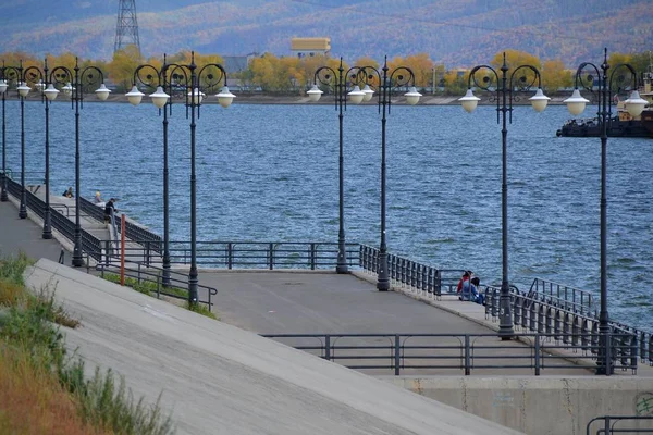 Part of the waterfront in front of the port of Togliatti Volga waters