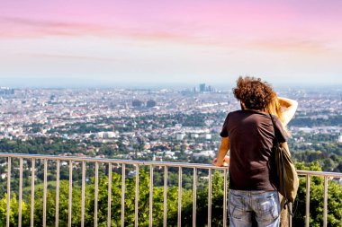 Viyana Avusturya May.30 2018, bin yıllık çift Kahlenberg dağ Viyana'dan şehir aşağı