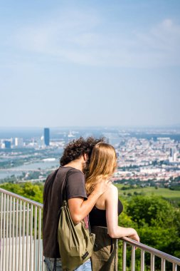 Viyana Avusturya May.30 2018, bin yıllık çift Kahlenberg dağ Viyana'dan şehir aşağı