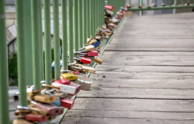 love padlocks on bridge clipart